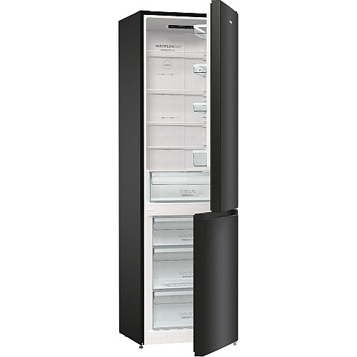 Холодильник с нижн. мороз. камерой Gorenje, 200х60х60см, 2 двери, 235(96)л, А++, NoFrost+, LED дисплей, Зона св-ти, черный