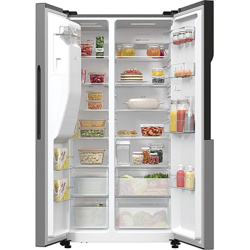 Холодильник SBS Gorenje, 179х70х92см, 2 двери, 376(190)л, А++, NF+, Инв., Зона св-ти, диспенсер, генератор льда, Снаруж. Диспл, нерж