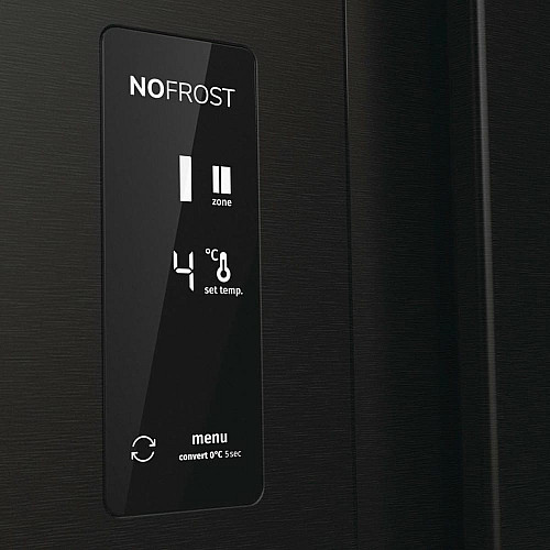 Холодильник SBS Gorenje, 179х67х92см, 2 двери, 353(191)л, А++, NF+, Инв., Зона св-ти, диспенсер, генератор льда, Снаруж. Диспл, черный