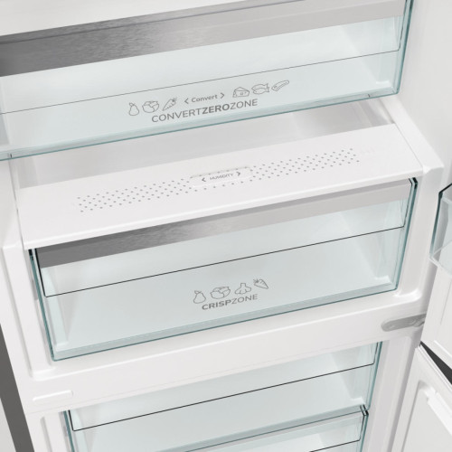 Холодильник з нижн. мороз. камерою Gorenje, 203х66х60см, 2 двері, 283(130)л, А+, Total NF, Зона св-ті, Інвертор, Зовн. Дисп, Wi-Fi, нерж