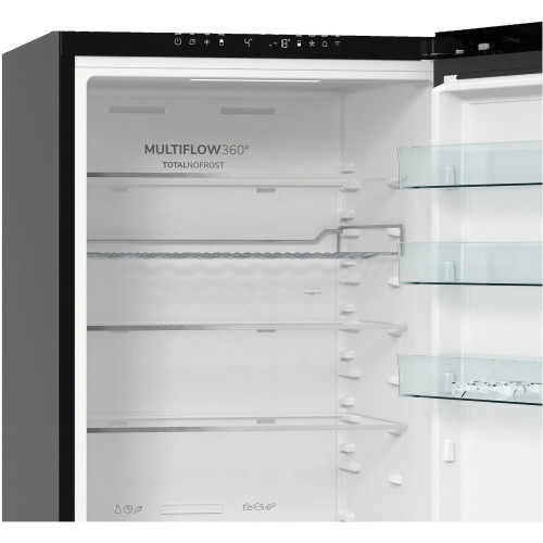 Холодильник з нижн. мороз. камерою Gorenje, 203х66х60см, 2 двері, 257(121)л, А+, NF+, Зона св-ті, Інвертор, Внутр. Дисп, Wi-Fi, Чорний
