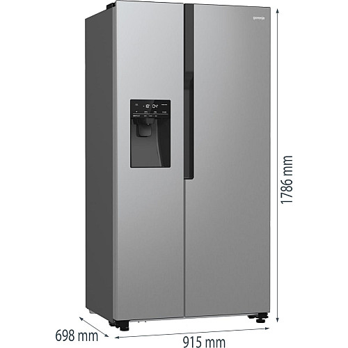 Холодильник SBS Gorenje, 179х70х92см, 2 двери, 376(190)л, А++, NF+, Инв., Зона св-ти, диспенсер, генератор льда, Снаруж. Диспл, нерж