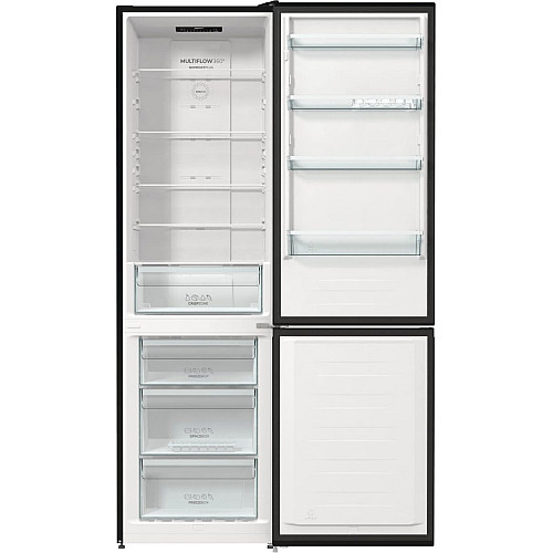 Холодильник с нижн. мороз. камерой Gorenje, 200х60х60см, 2 двери, 235(96)л, А++, NoFrost+, LED дисплей, Зона св-ти, черный