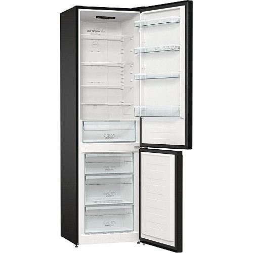 Холодильник с нижн. мороз. камерой Gorenje, 200х60х60см, 2 двери, 235(96)л, А++, NoFrost+, LED дисплей, Зона св-ти, черный