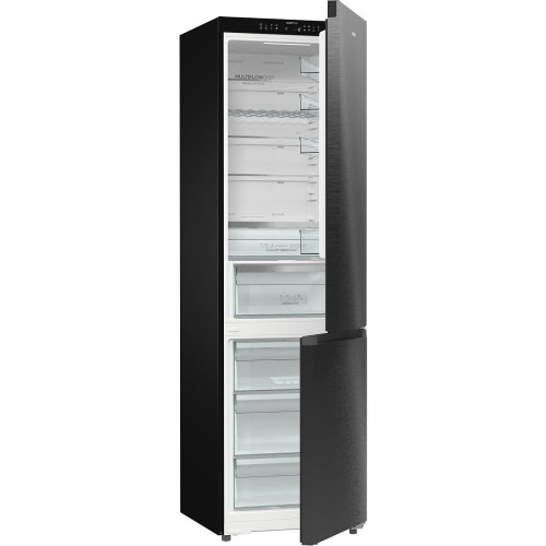 Холодильник з нижн. мороз. камерою Gorenje, 203х66х60см, 2 двері, 257(121)л, А+, NF+, Зона св-ті, Інвертор, Внутр. Дисп, Wi-Fi, Чорний