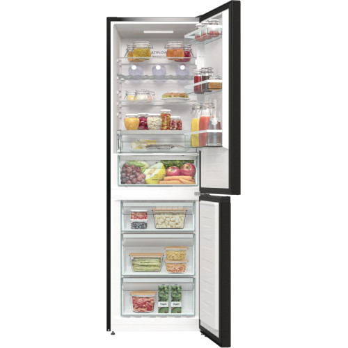 Холодильник Gorenje NRK619EABXL4 з нижн. мороз. камерою, 185х60х60см, 2 дв., Х- 204л, М- 96л, A+, NoFrost Plus, Fresh zone, чорний