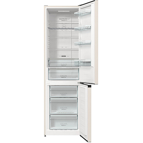 Холодильник с нижн. мороз. камерой Gorenje NRK6202AC4, 200х60х60см, 2 двери, 235(96)л, А+, NoFrost+, AdaptTech, Зона св-ти, LED Диспл внешний, бежевый