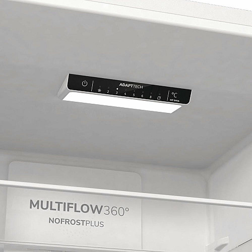 Холодильник с нижн. мороз. камерой Gorenje, 200х60х60см, 2 двери, 235(96)л, А+, NoFrost+, Зона св-ти, LED Диспл внутрь, белый