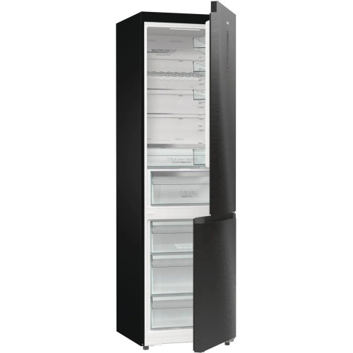 Холодильник з нижн. мороз. камерою Gorenje, 203х66х60см, 2 двері, 257(121)л, А+, Total NF, Зона св-ті, Інвертор, Зовн. Дисп, Wi-Fi, чорний