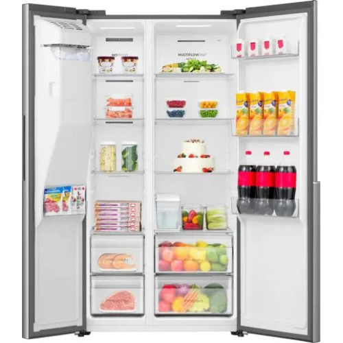 Холодильник SBS Gorenje, 179х62х91см, 2 двері, 347(181)л, А+, NF+, Інв., Зона св-ті, диспенсер, Внутр. Диспл, нерж