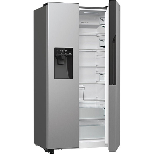 Холодильник SBS Gorenje, 179х70х92см, 2 двери, 376(190)л, А++, NF+, Инв., Зона св-ти, диспенсер, генератор льда, Снаруж. Диспл, нерж