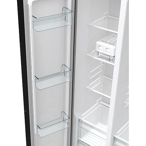 Холодильник SBS Gorenje, 179х67х92см, 2 двери, 353(191)л, А++, NF+, Инв., Зона св-ти, диспенсер, генератор льда, Снаруж. Диспл, черный