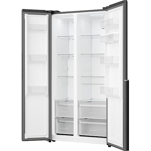 Холодильник SBS Gorenje, 179х62х92см, 2 двері, 344(197)л, А+, NF+, Інв., Зона св-ті, диспенсер, генератор льоду, Зовн. Диспл, чорний