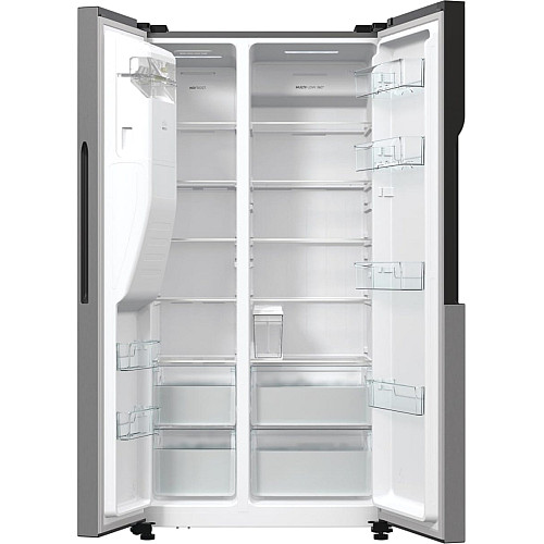 Холодильник SBS Gorenje, 179х70х92см, 2 двери, 376(190)л, А++, NF+, Инв., Зона св-ти, диспенсер, генератор льда, Снаруж. Диспл, нерж