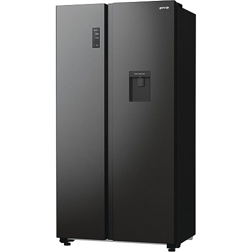 Холодильник SBS Gorenje, 179х67х92см, 2 двери, 353(191)л, А++, NF+, Инв., Зона св-ти, диспенсер, генератор льда, Снаруж. Диспл, черный