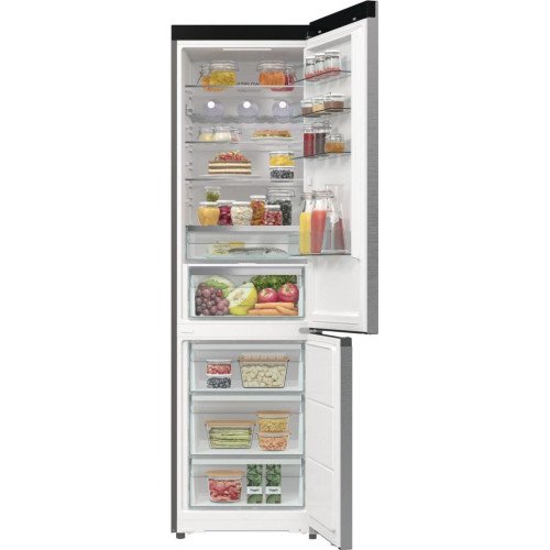 Холодильник з нижн. мороз. камерою Gorenje, 203х66х60см, 2 двері, 283(130)л, А+, Total NF, Зона св-ті, Інвертор, Зовн. Дисп, Wi-Fi, нерж