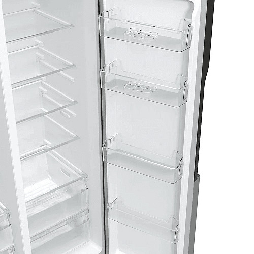 Холодильник SBS Gorenje, 179х70х92см, 2 двері, 376(190)л, А++, NF+, Інв., Зона св-ті, диспенсер, генератор льоду, Зовн. Диспл, нерж
