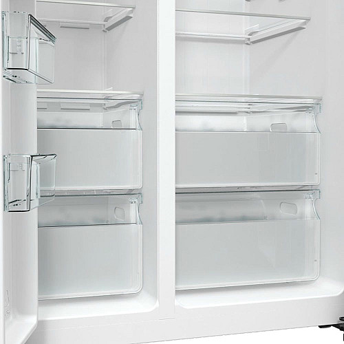Холодильник SBS Gorenje, 179х70х92см, 2 двері, 376(190)л, А++, NF+, Інв., Зона св-ті, диспенсер, генератор льоду, Зовн. Диспл, нерж