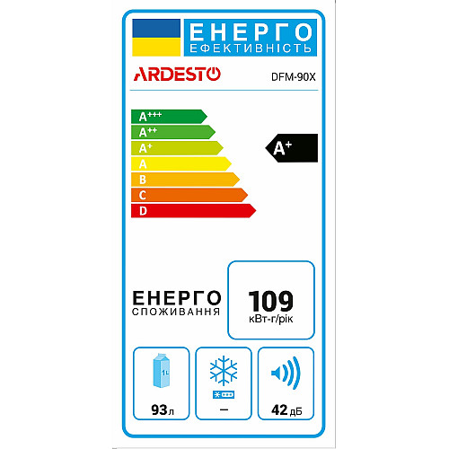 Холодильник ARDESTO мини, 85x47.2х45, 93л, А+, ST, серебристый