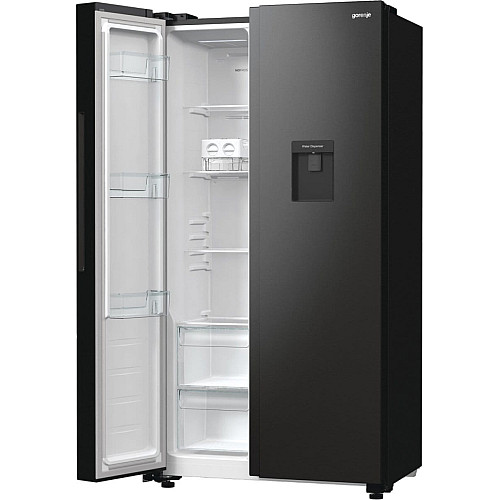 Холодильник SBS Gorenje, 179х67х92см, 2 двери, 353(191)л, А++, NF+, Инв., Зона св-ти, диспенсер, генератор льда, Снаруж. Диспл, черный