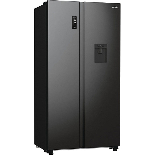 Холодильник SBS Gorenje, 179х67х92см, 2 двери, 353(191)л, А++, NF+, Инв., Зона св-ти, диспенсер, генератор льда, Снаруж. Диспл, черный
