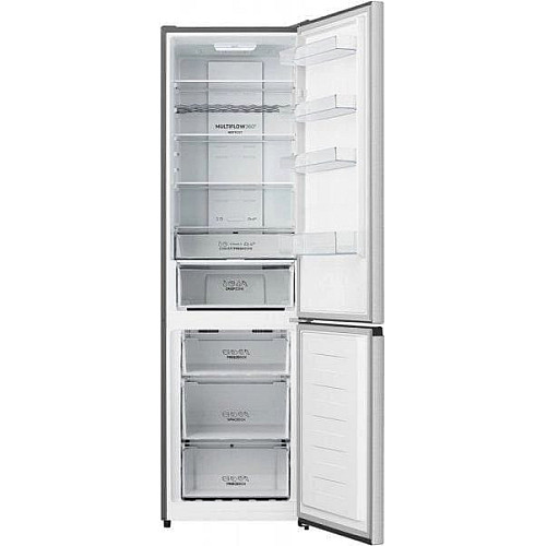 Холодильник с нижн. мороз. камерой Gorenje, 200х60х60см, 2 двери, 238(86)л, А+, NF+, Зона св-ти, Снаруж. Дисп, Нерж.