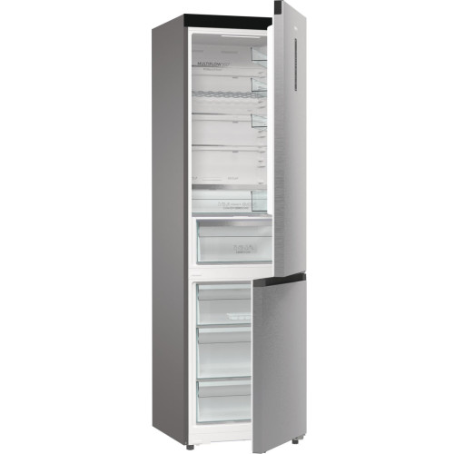 Холодильник з нижн. мороз. камерою Gorenje, 203х66х60см, 2 двері, 283(130)л, А+, Total NF, Зона св-ті, Інвертор, Зовн. Дисп, Wi-Fi, нерж