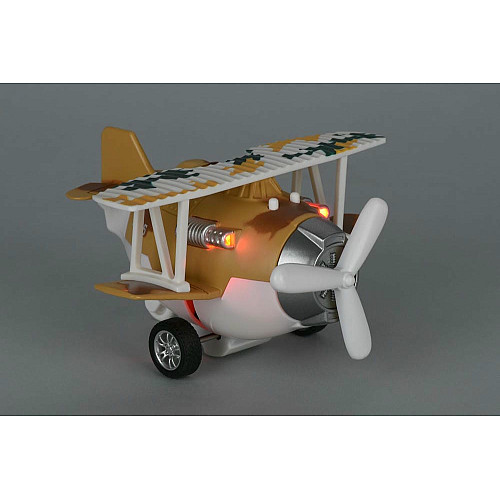 Літак металевий інерційний Same Toy Aircraft світло, музика, коричневий