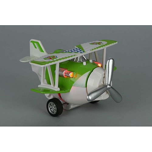 Літак металевий інерційний Same Toy Aircraft світло, музика, зелений