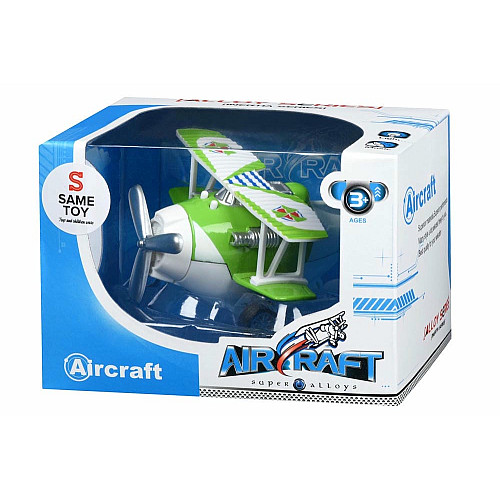 Літак металевий інерційний Same Toy Aircraft світло, музика, зелений