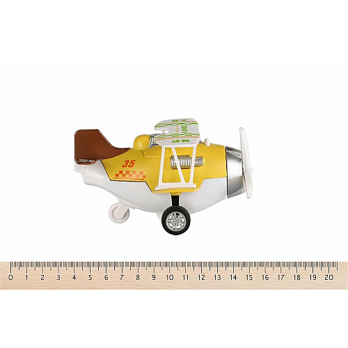 Літак металевий інерційний Same Toy Aircraft світло, музика, жовтий