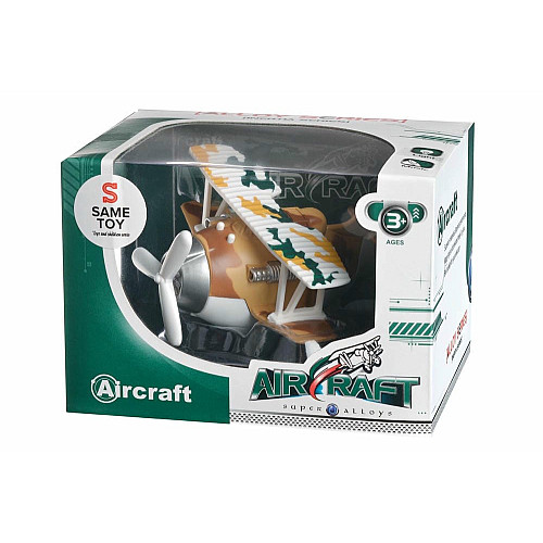 Літак металевий інерційний Same Toy Aircraft світло, музика, коричневий