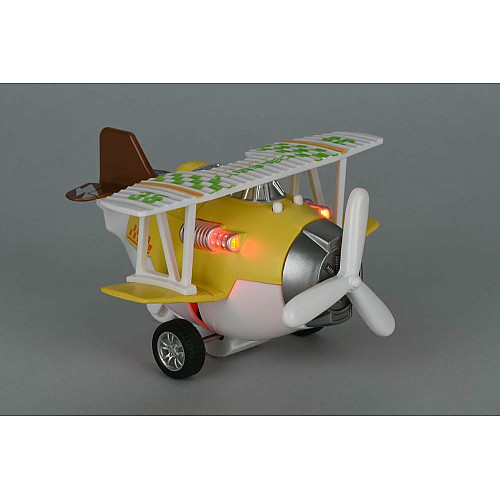 Літак металевий інерційний Same Toy Aircraft світло, музика, жовтий