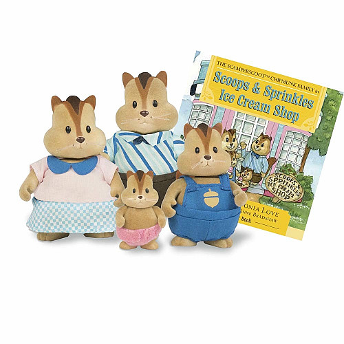 Набор фигурок Li`l Woodzeez Семья Бурундуков 4ед, книга EN
