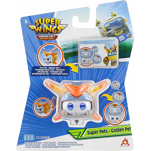 Игровая фигурка Super Wings Super Pet Золотой Мальчик любимец (Golden Boy pet), свет