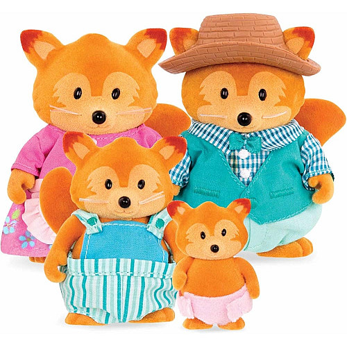 Набор фигурок Li`l Woodzeez Семья Лисичок 4ед, книга EN