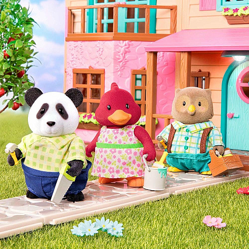Набор фигурок Li`l Woodzeez Семья Панд 4од, книга EN