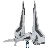 Ігрова колекційна фігурка Star Wars Medium Vehicle Транспорт та фігурка Kom'rk-Class Mandalorian Starfighter 12.5см