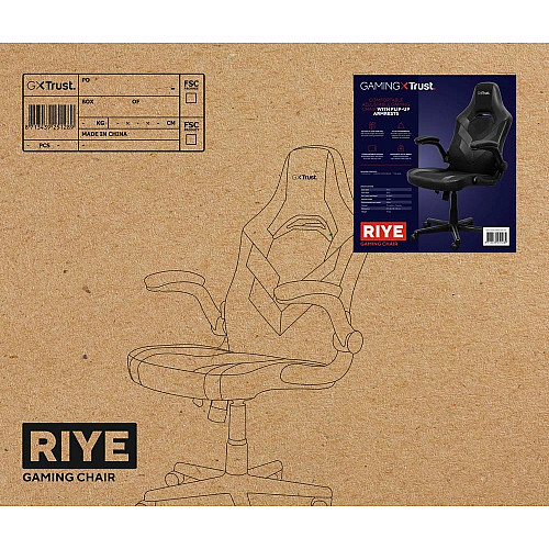 Крісло Trust GXT703 Riye, ПУ шкіра, Foldable Armrests, чорний