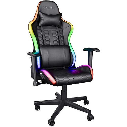Крісло Trust GXT 716 Rizza, ПУ шкіра, 3D-Armrests, RGB, чорний