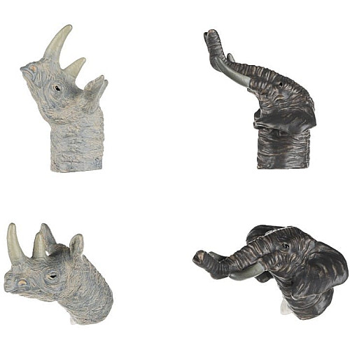 Игровой набор Same Toy Пальчиковый театр Носорог и Слон, 2шт