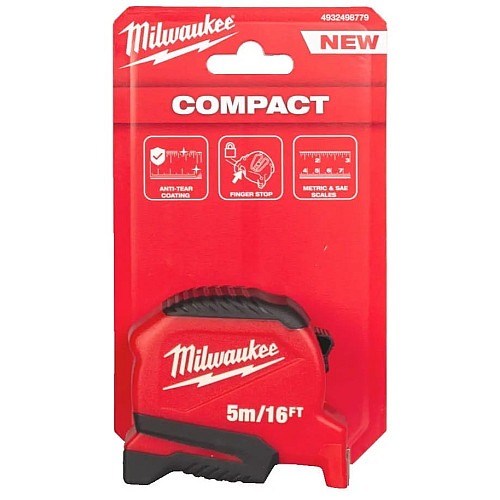 Рулетка Milwaukee Pro Compact, 5мх16фтх25мм с фиксатором сматывания, АБС-пластик