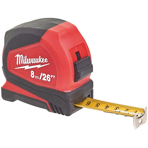 Рулетка Milwaukee Pro Compact C8-26/25, 8мх16мм, з фіксатором змотування, АБС-пластик