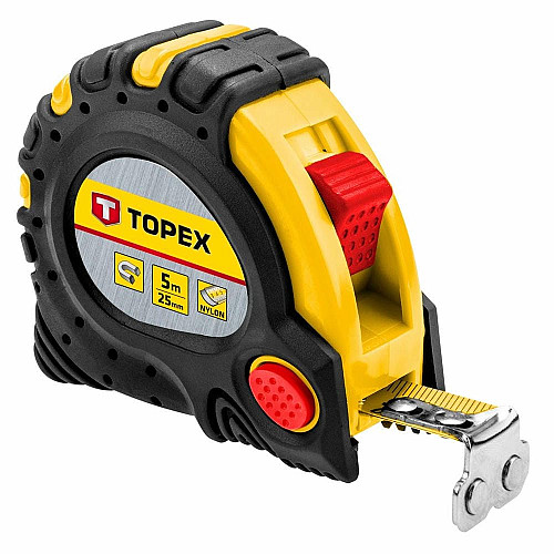 Рулетка TOPEX, 5мx25мм, с фиксатором сматывания, магнит