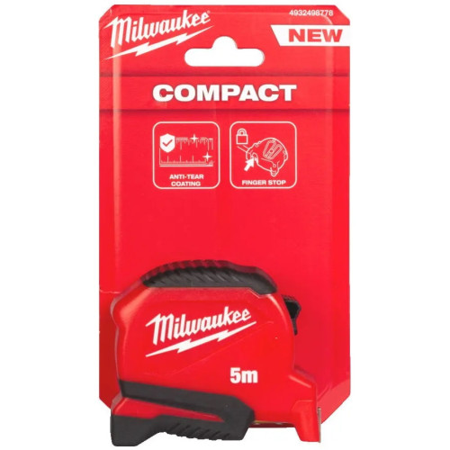 Рулетка Milwaukee Pro Compact, 5мх19мм з фіксатором змотування, АБС-пластик