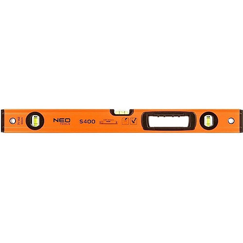 Уровень Neo Tools S 400 алюминиевый, 60см, 3 капсулы, 1 отверстие для рук