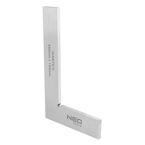 Угольник Neo Tools прецизионный, 25x16см, 90°, DIN875/2, углеродистая сталь.