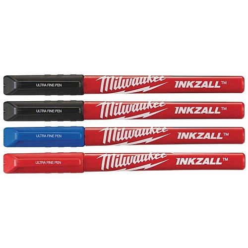 Маркер Milwaukee InkZAll синий/красный/черный 2шт, набор 4шт