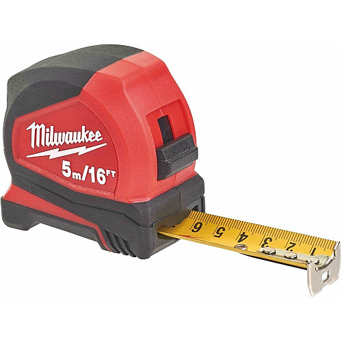Рулетка Milwaukee Pro Compact, 5м/16фтх25мм, с фиксатором сматывания, АБС-пластик