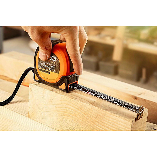 Рулетка Neo Tools Super Black, 3мx16мм, с фиксатором сматывания, магнит